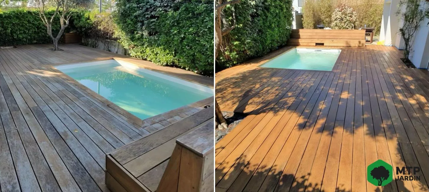 nettoyage terrasse bois avant après